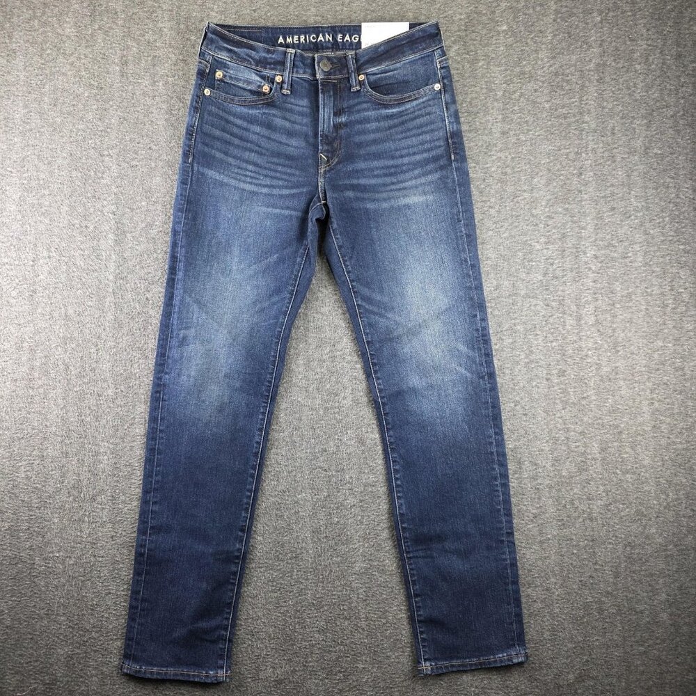 American Eagle Airflex+ Slim Straight Jeans Mens 29x32 Stretch Blue Denim NWT